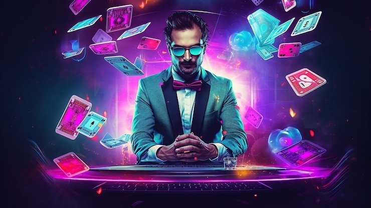 Tampilan multi-kamera dari meja baccarat live dengan dealer profesional